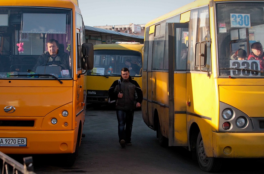 Minibuses wait