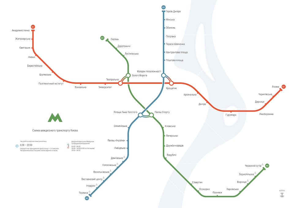 The scheme of the Kiev Metro